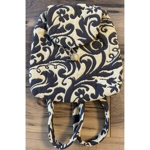 Vtg Dorit Collection Tapestry Backpack Purse Made USA Brown Tan Floral Paisley